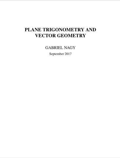 Book cover: Plane trigonometry and vector geometry