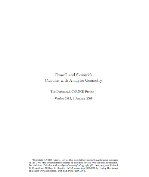 Book cover: Calculus with analytic geometry.