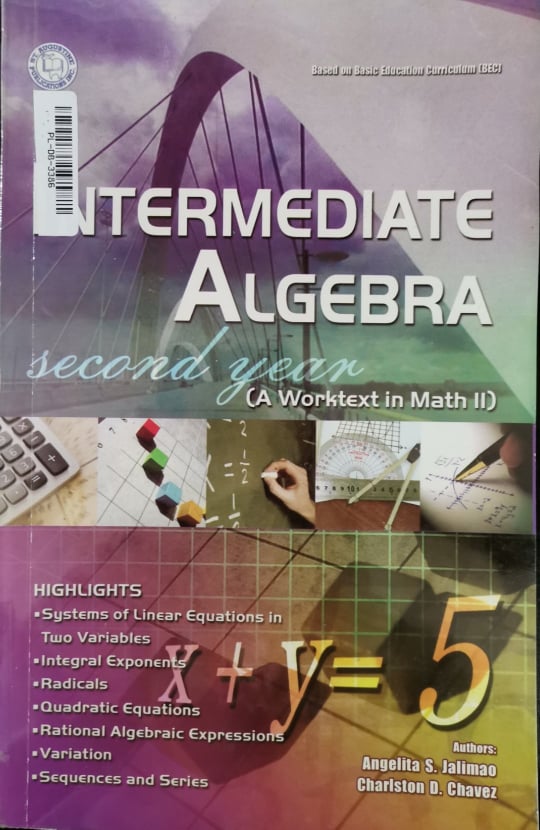 Book cover: Intermediate algebra: a worktext in math 11.