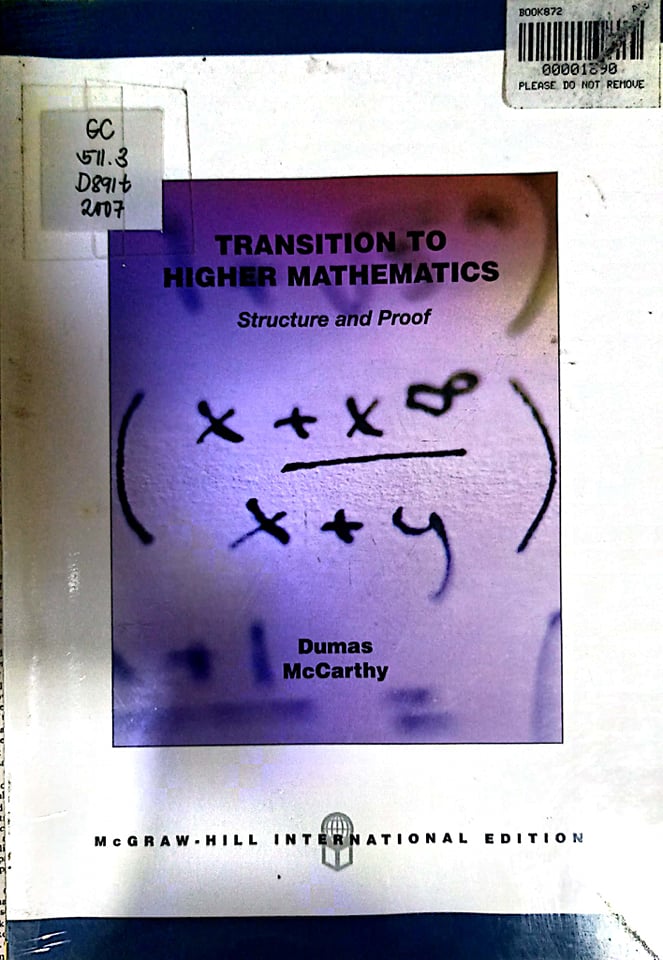 Book cover: Transition to higher mathematics : structure and proof
