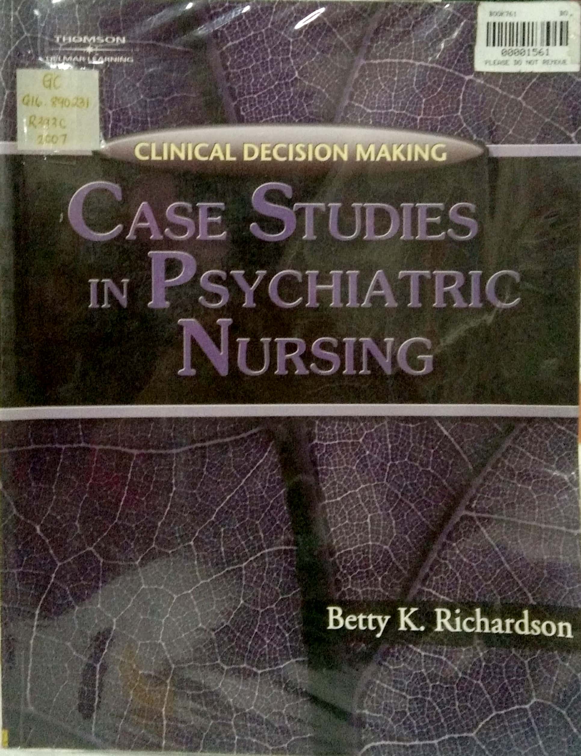 Book cover: Clinical decision making: case studies in psychiatric nursing