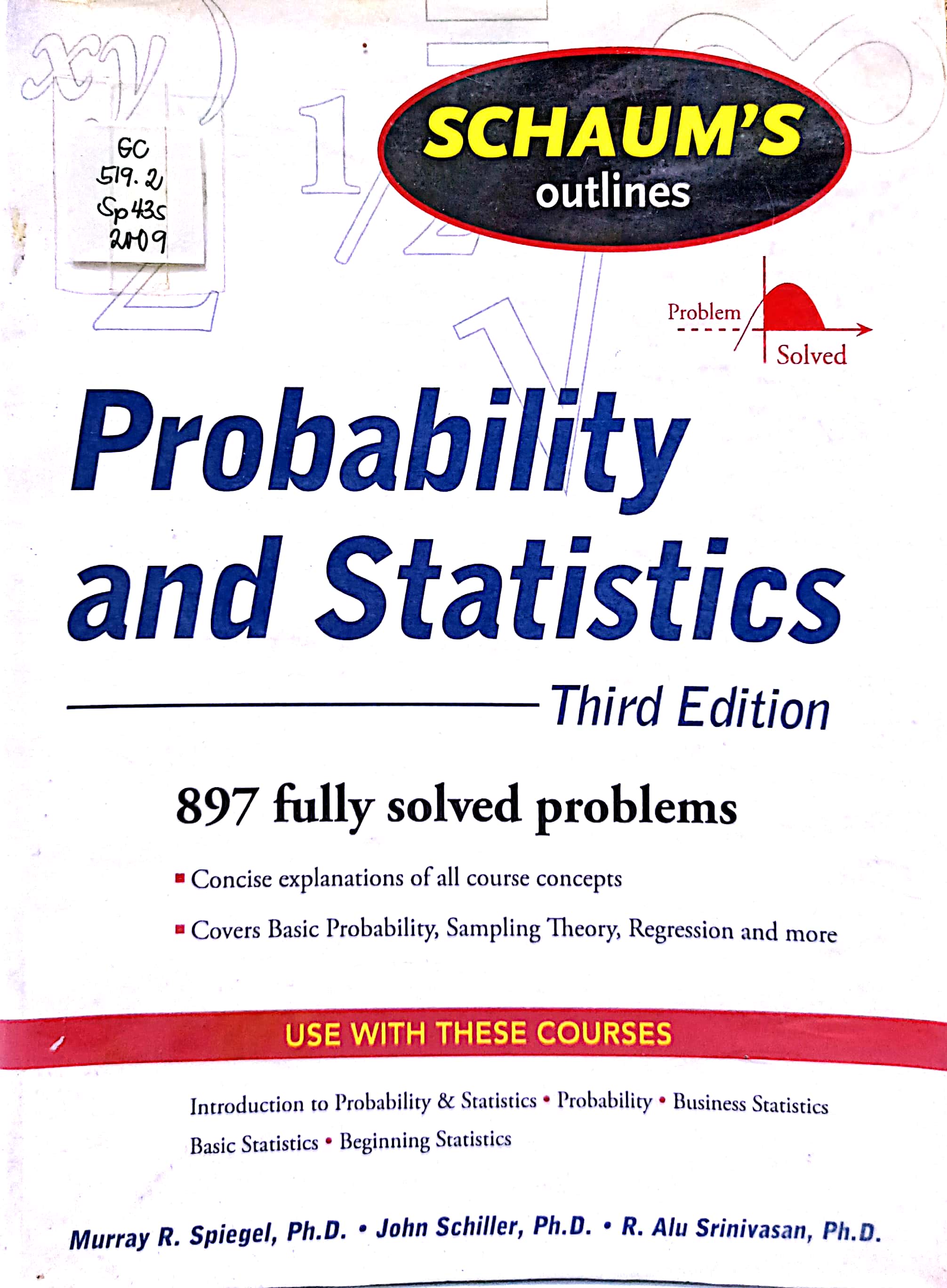 Book cover: Schaum's outlines : probability and statistics