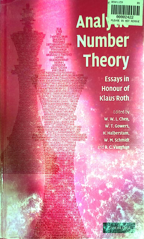 Book cover: Analytic number theory : essays in honour of Klaus Roth