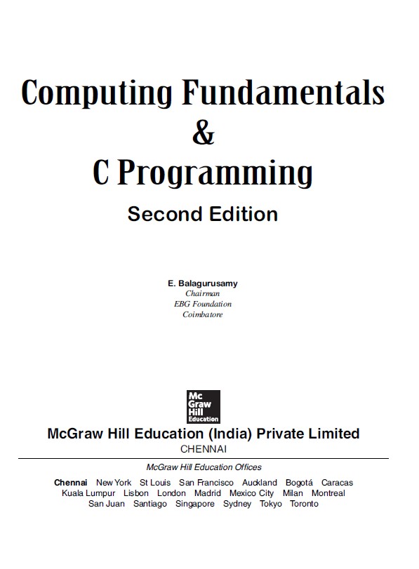 Book cover: Computing fundamentals & C programming.