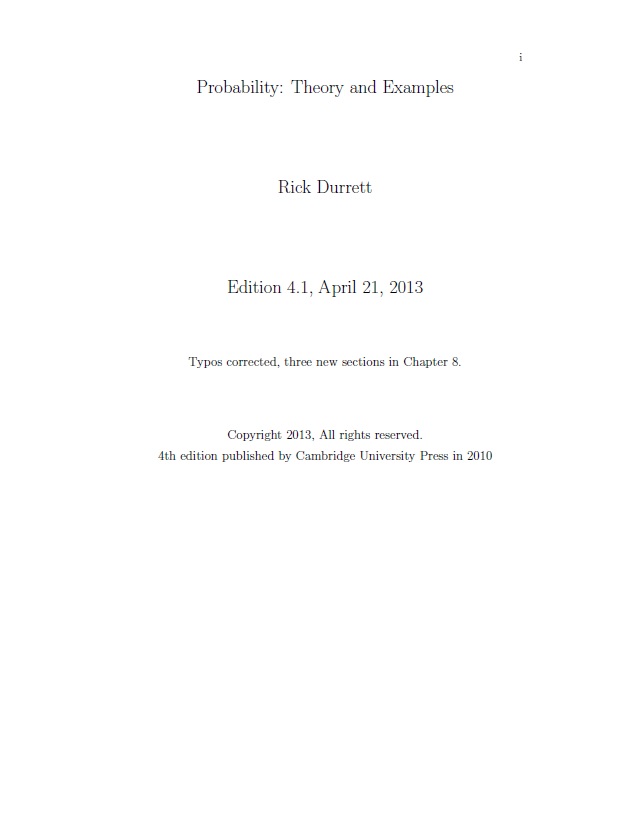 Book cover: Probability: theory and examples.