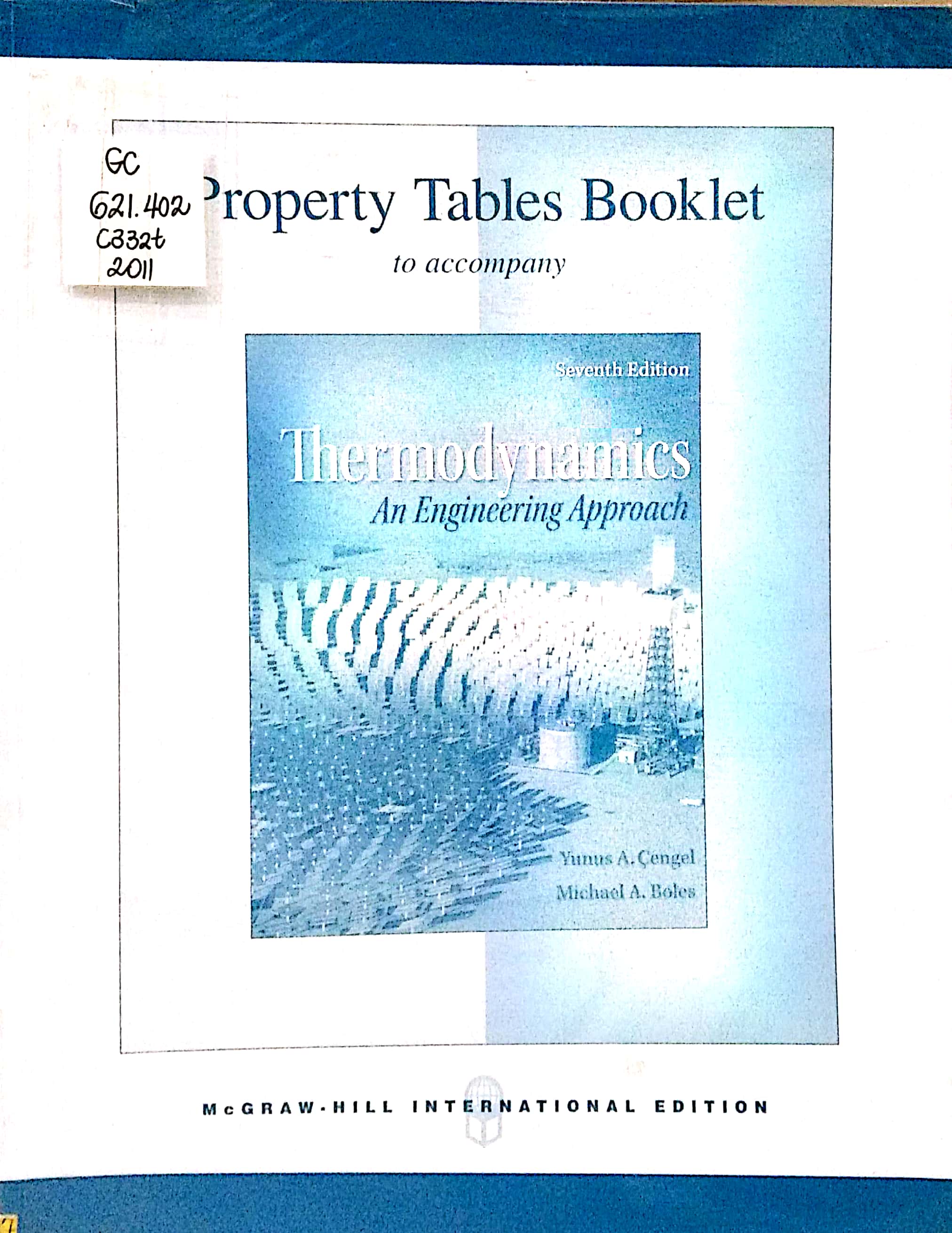 Book cover: Property tables booklet to accompany thermodynamics.