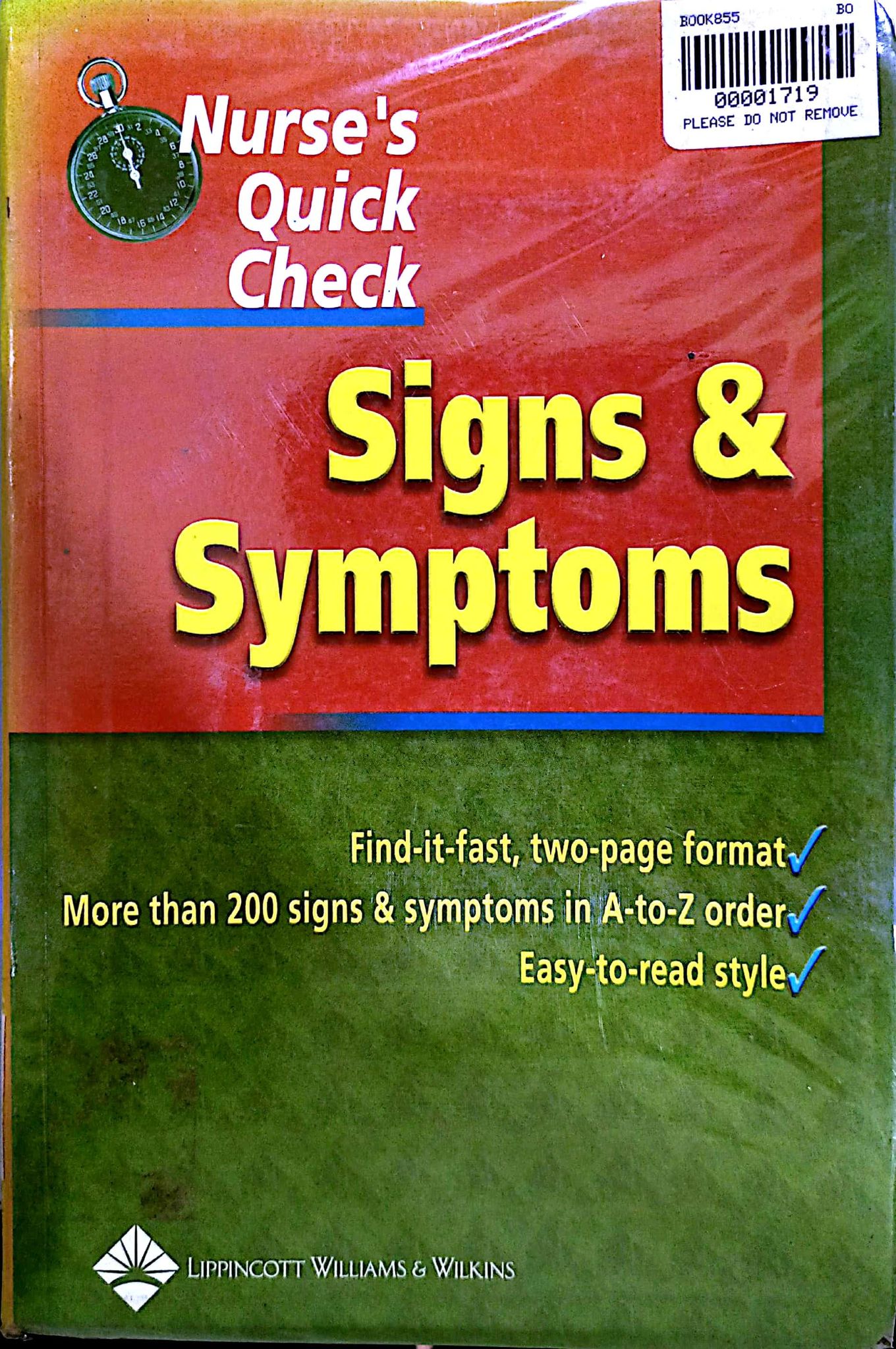 Book cover: Nurse's quick : signs & symptoms