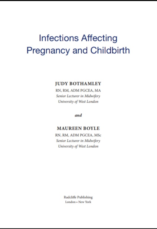 Book cover: Infections affecting pregnancy and childbirth.