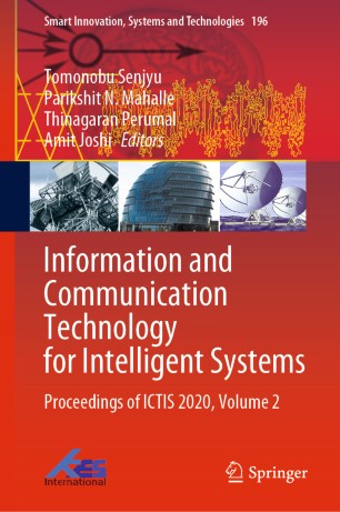 Book cover: Information and communication technology for intelligent systems: proceedings of ICTIS 2020. Volume 2.