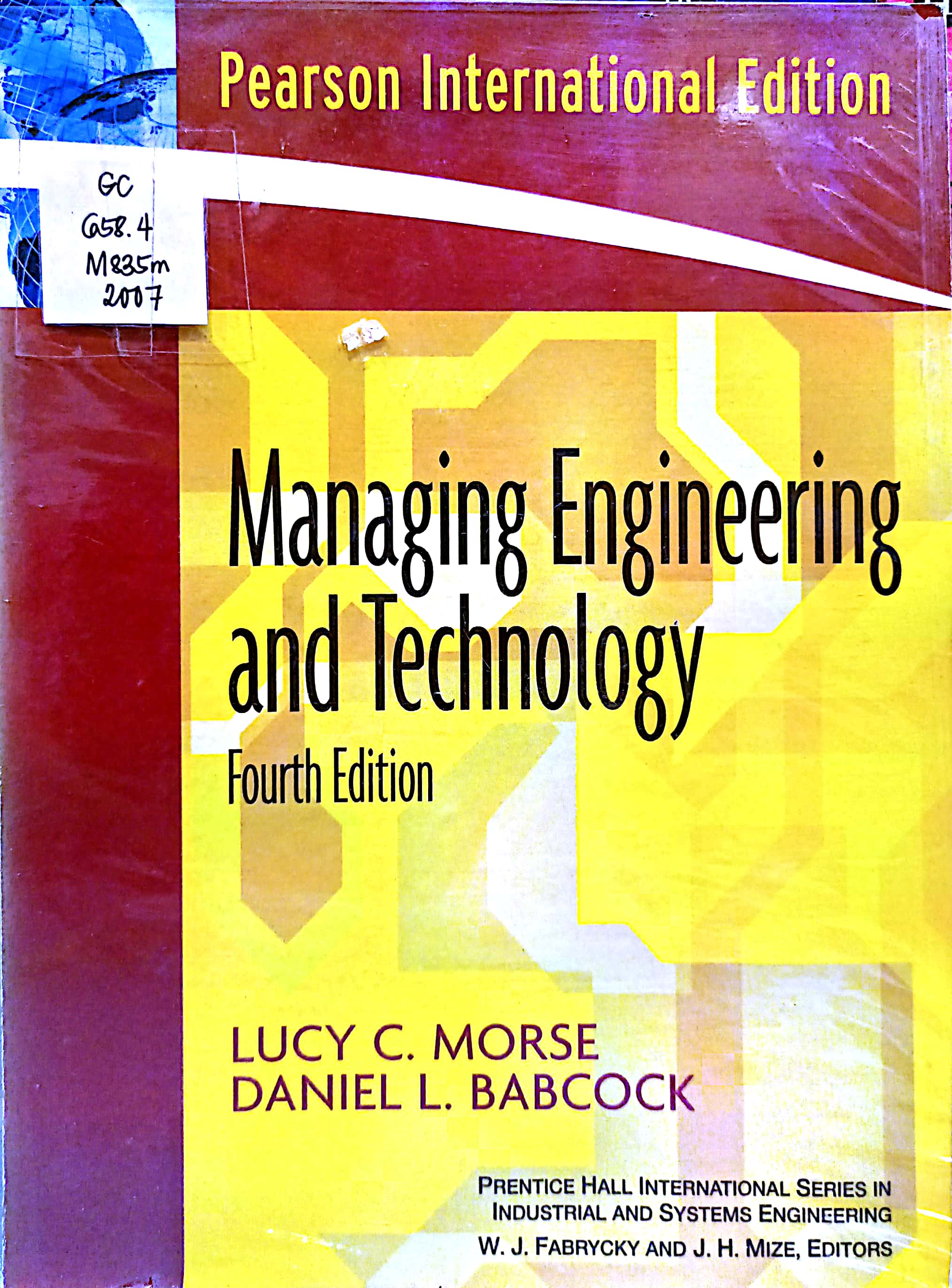 Book cover: Managing engineering and technology