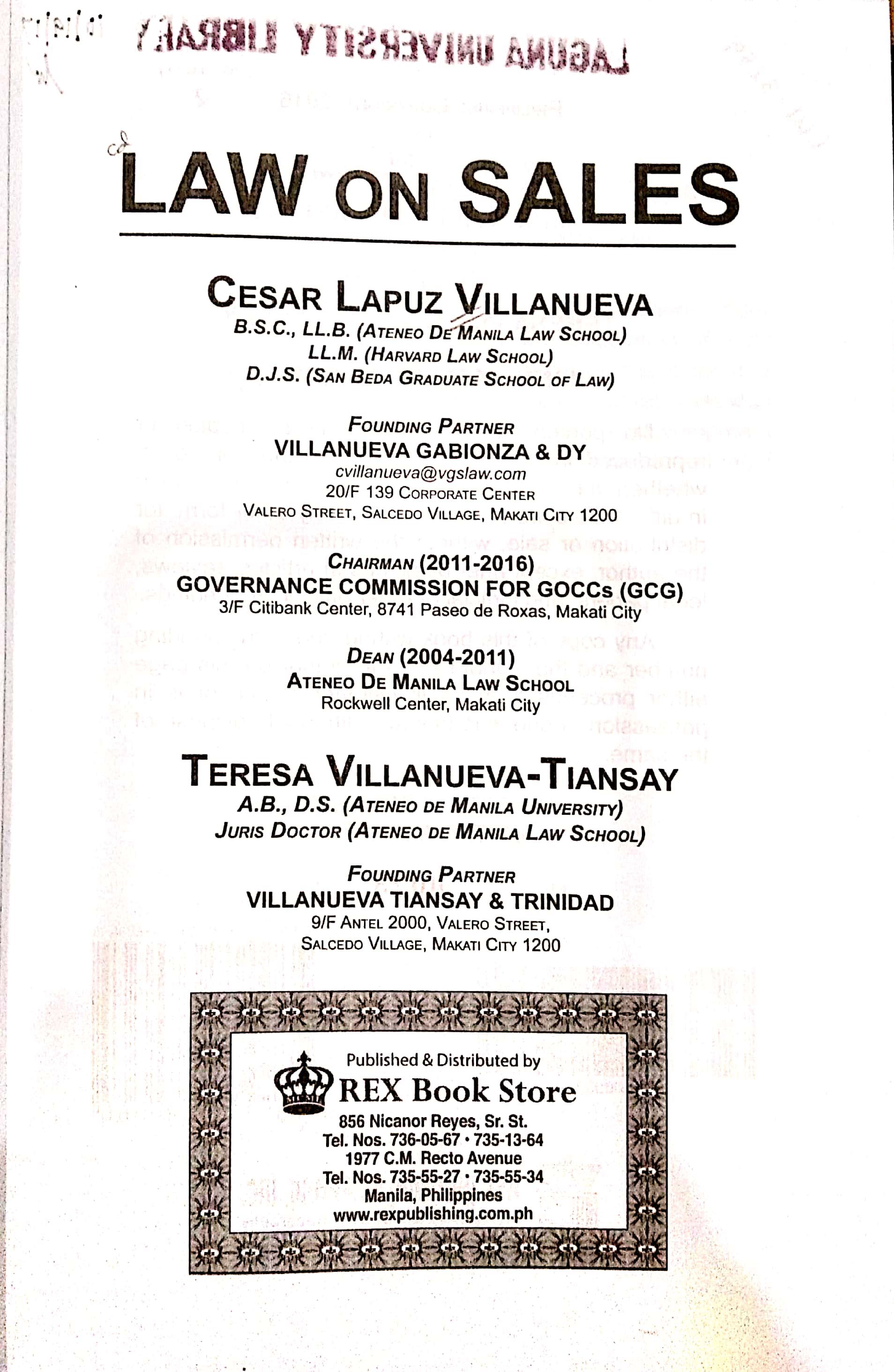 Book cover: Law on sales