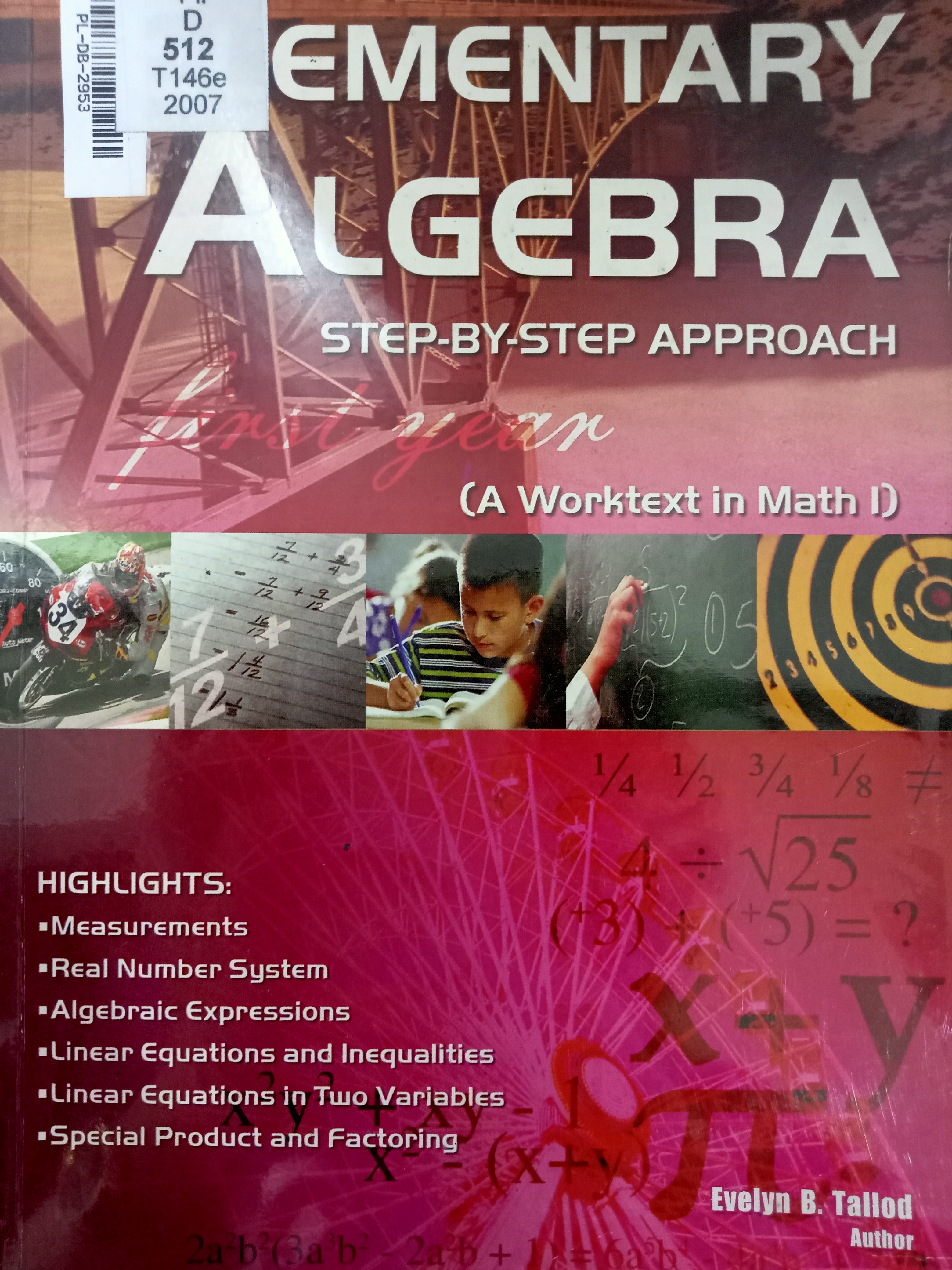 Book cover: Elementary algebra : step-by-step approach