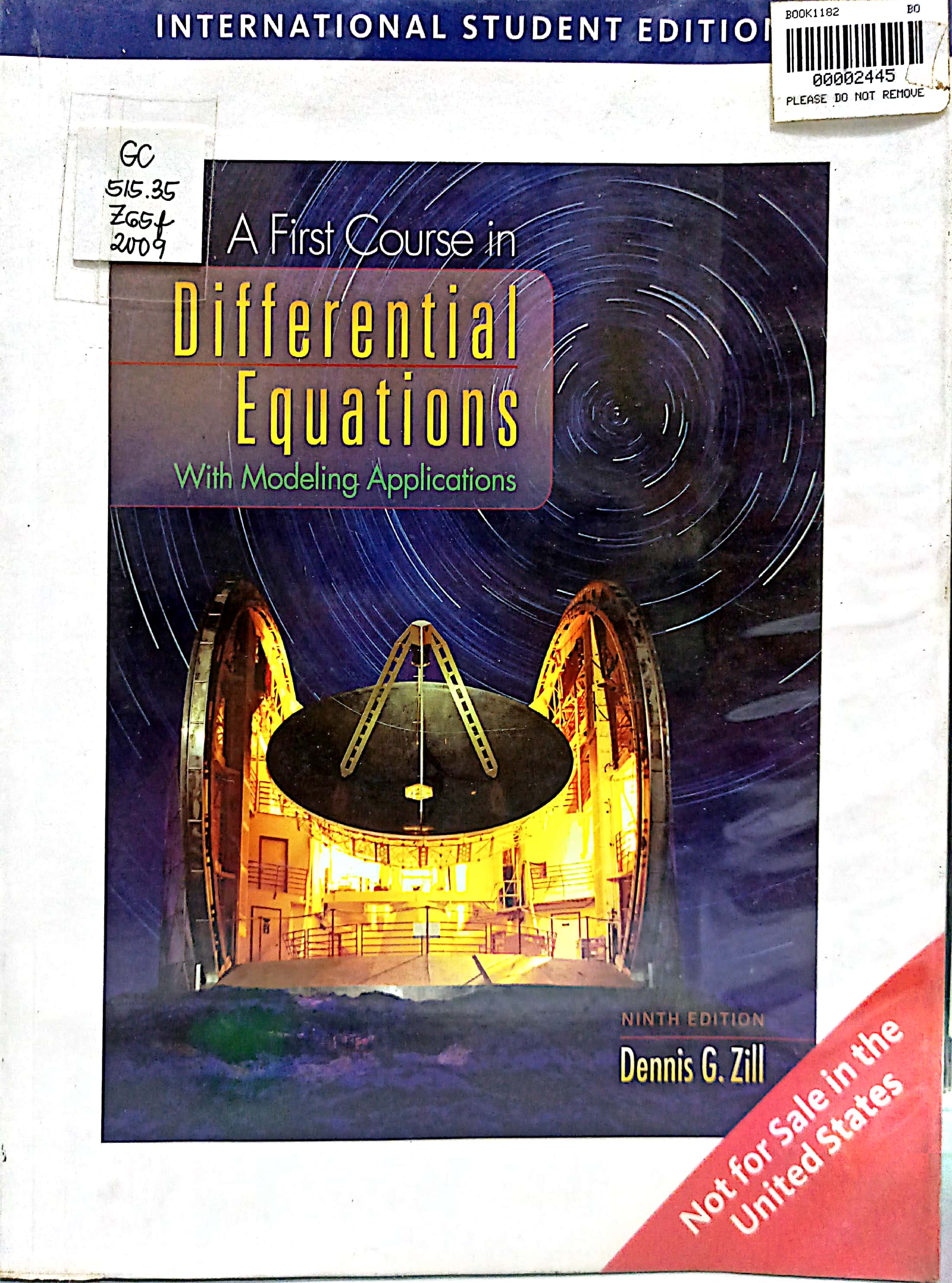 Book cover: A First course in differential equations with modeling applications