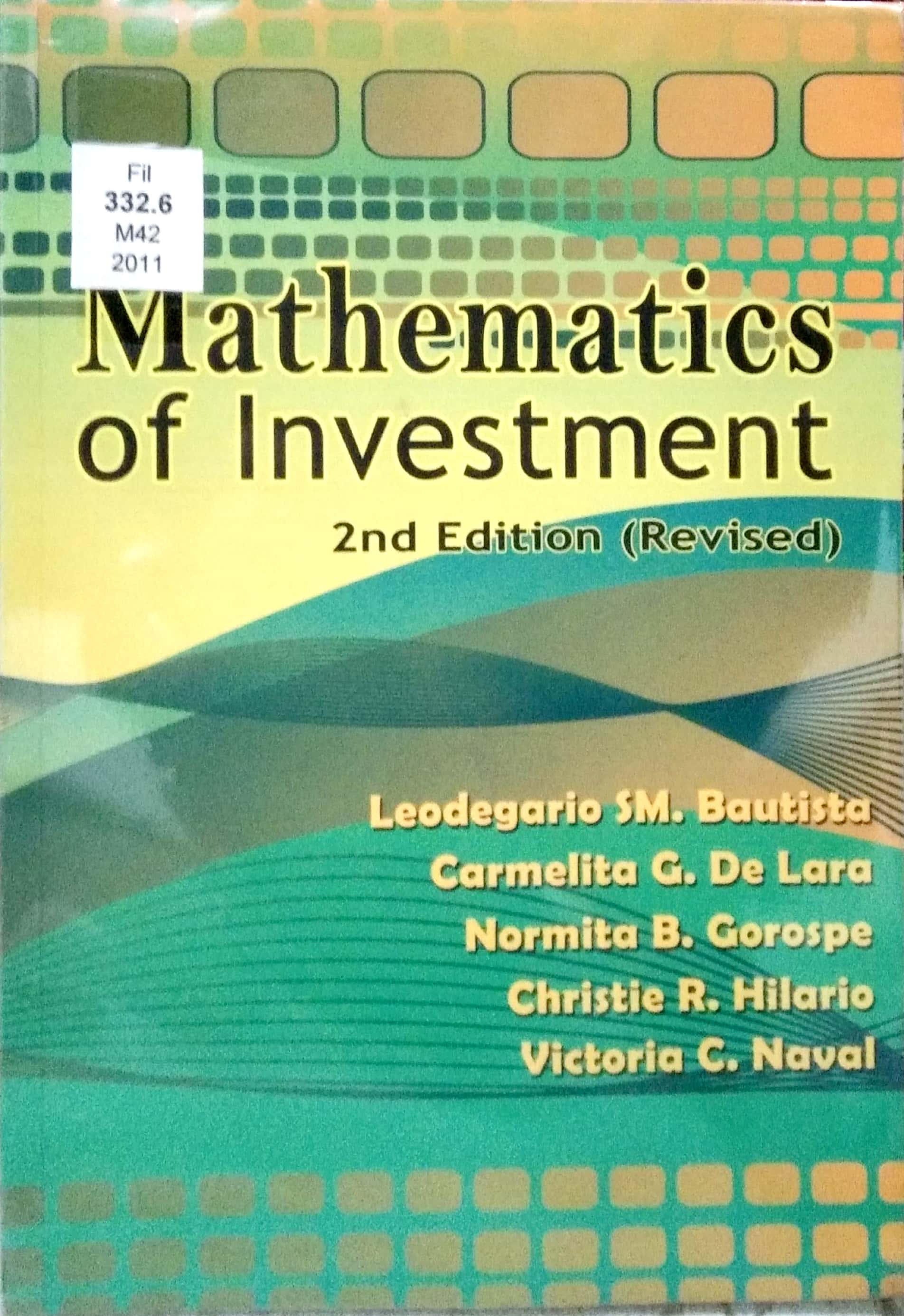 Book cover: Mathematics of investment
