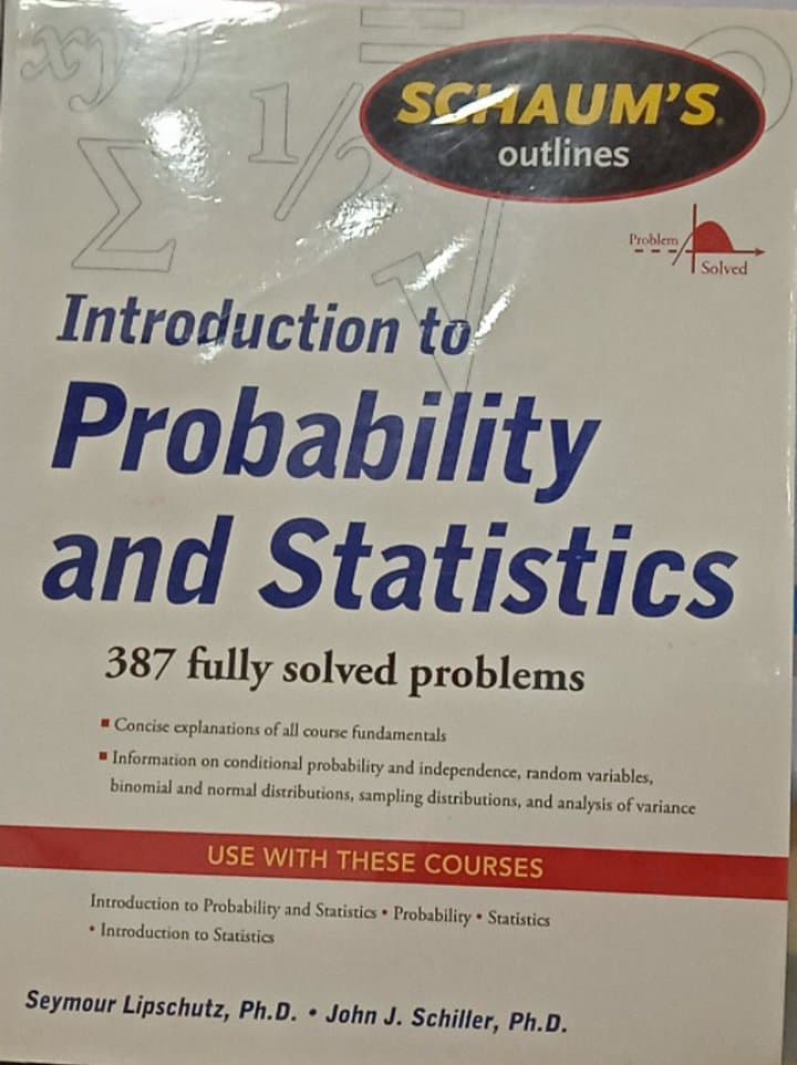 Book cover: Schaum's outlines introduction to probability and statistics