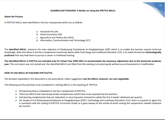 Book cover: Guiding Our Teachers: A Briefer on Using the EPP/TLE MELCS