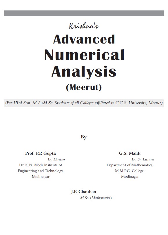 Book cover: Krishna's advanced numerical analysis (Meerut)