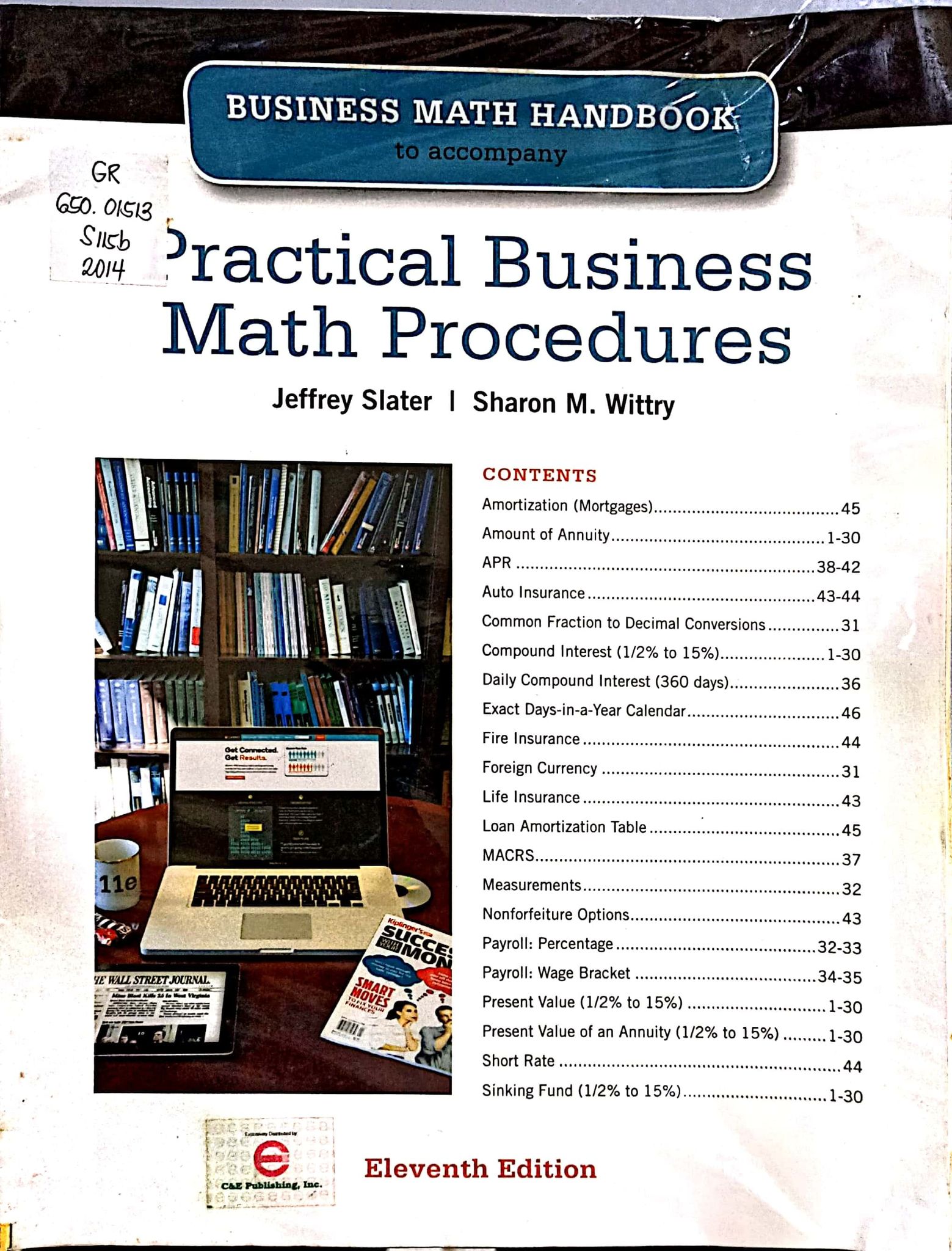 Book cover: Business math handbook to accompany practical business math procedures