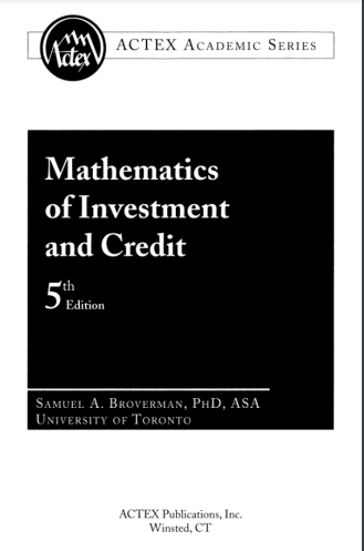 Book cover: Mathematics of investment and credit.