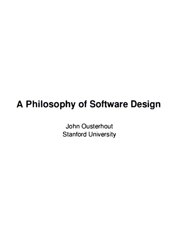 Book cover: A Philosophy of software design