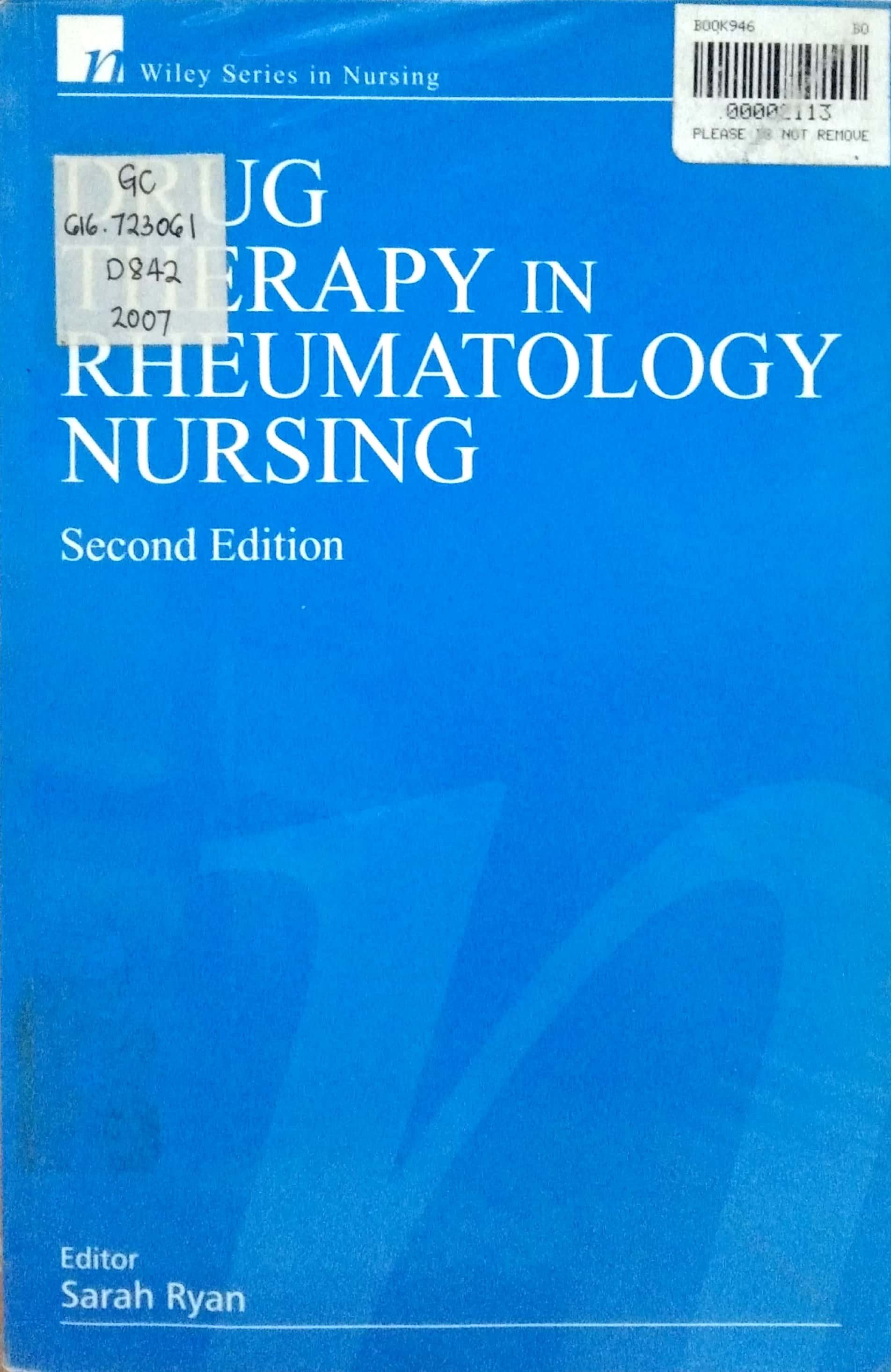 Book cover: Drug therapy in rheumatology nursing