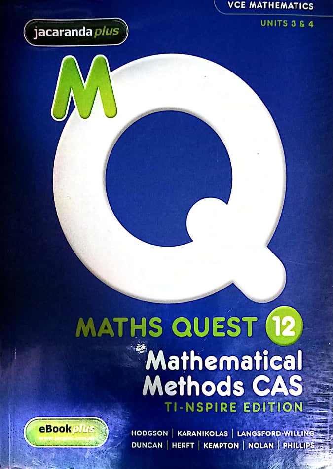 Book cover: Math quest 12 : mathematical methods CAS