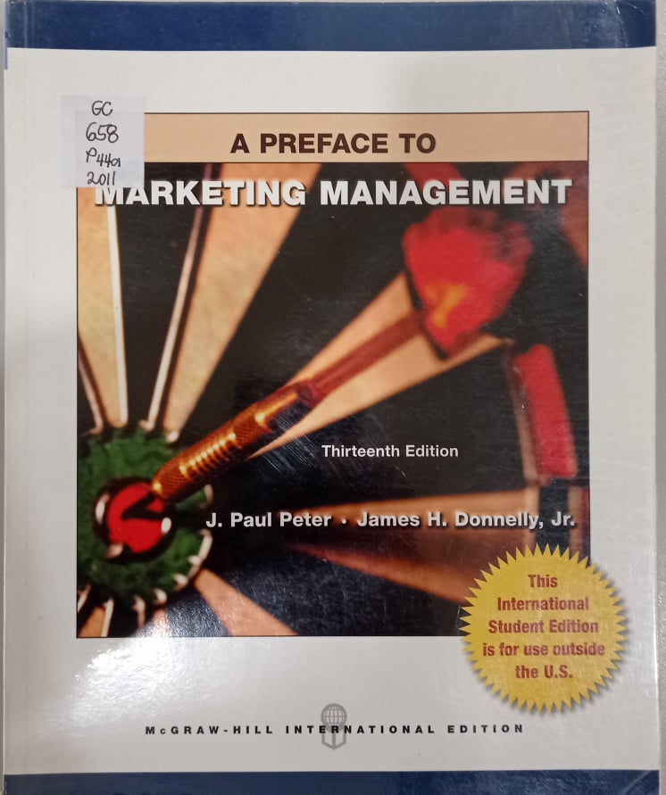 Book cover: A Preface to marketing management