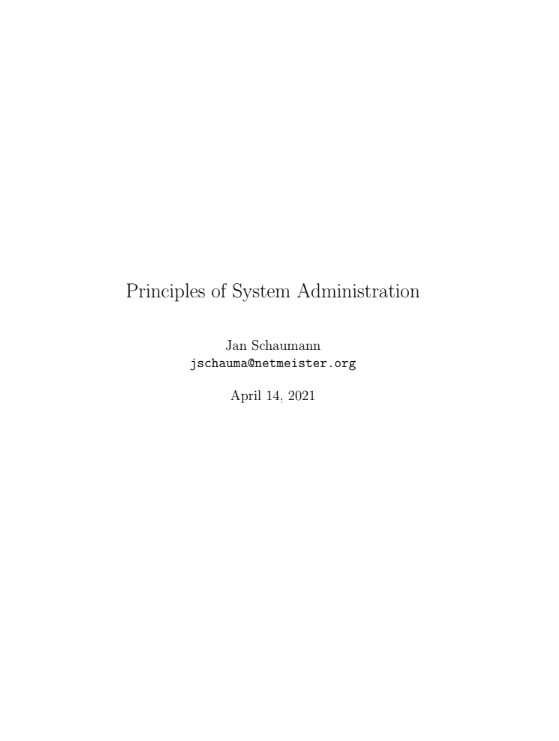 Book cover: Principles of system administration.