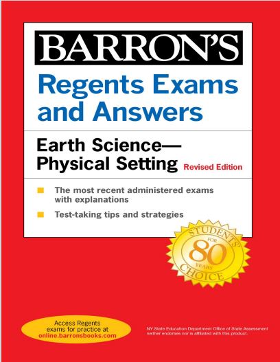 Book cover: Barron's regents exams and answers: earth science-physical setting.