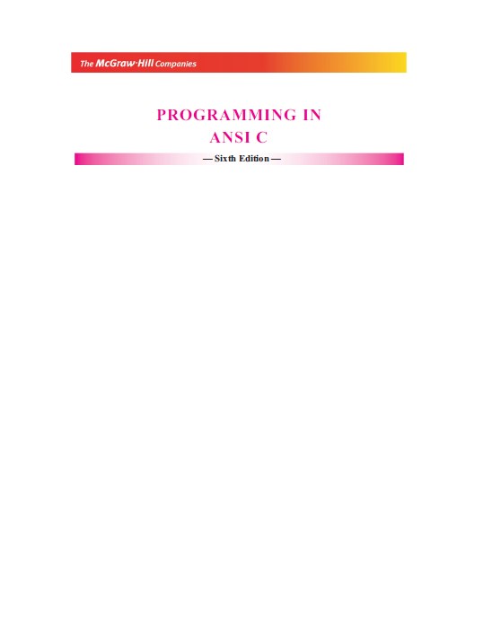 Book cover: Programming in ANSI C