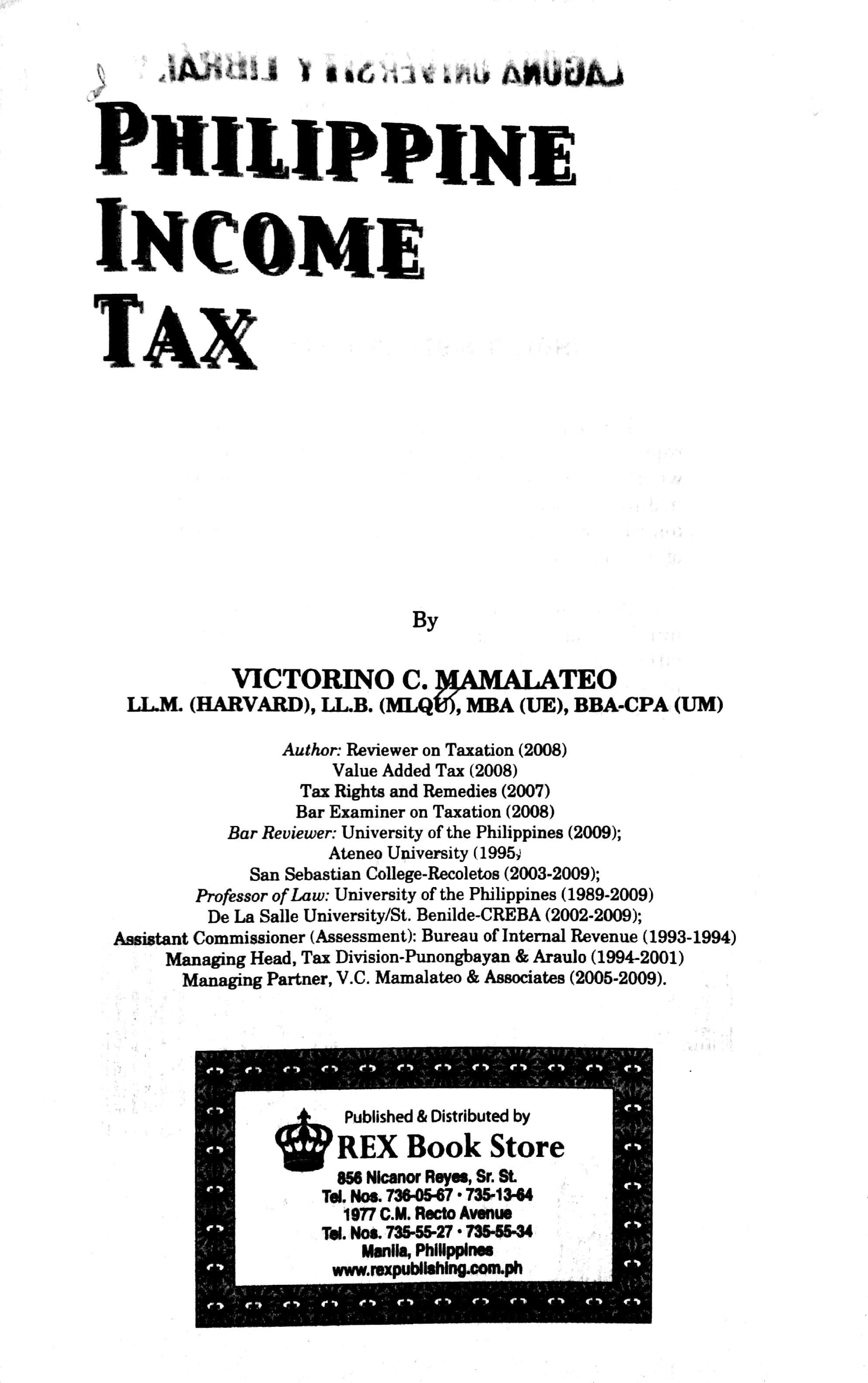 Book cover: Philippine income tax