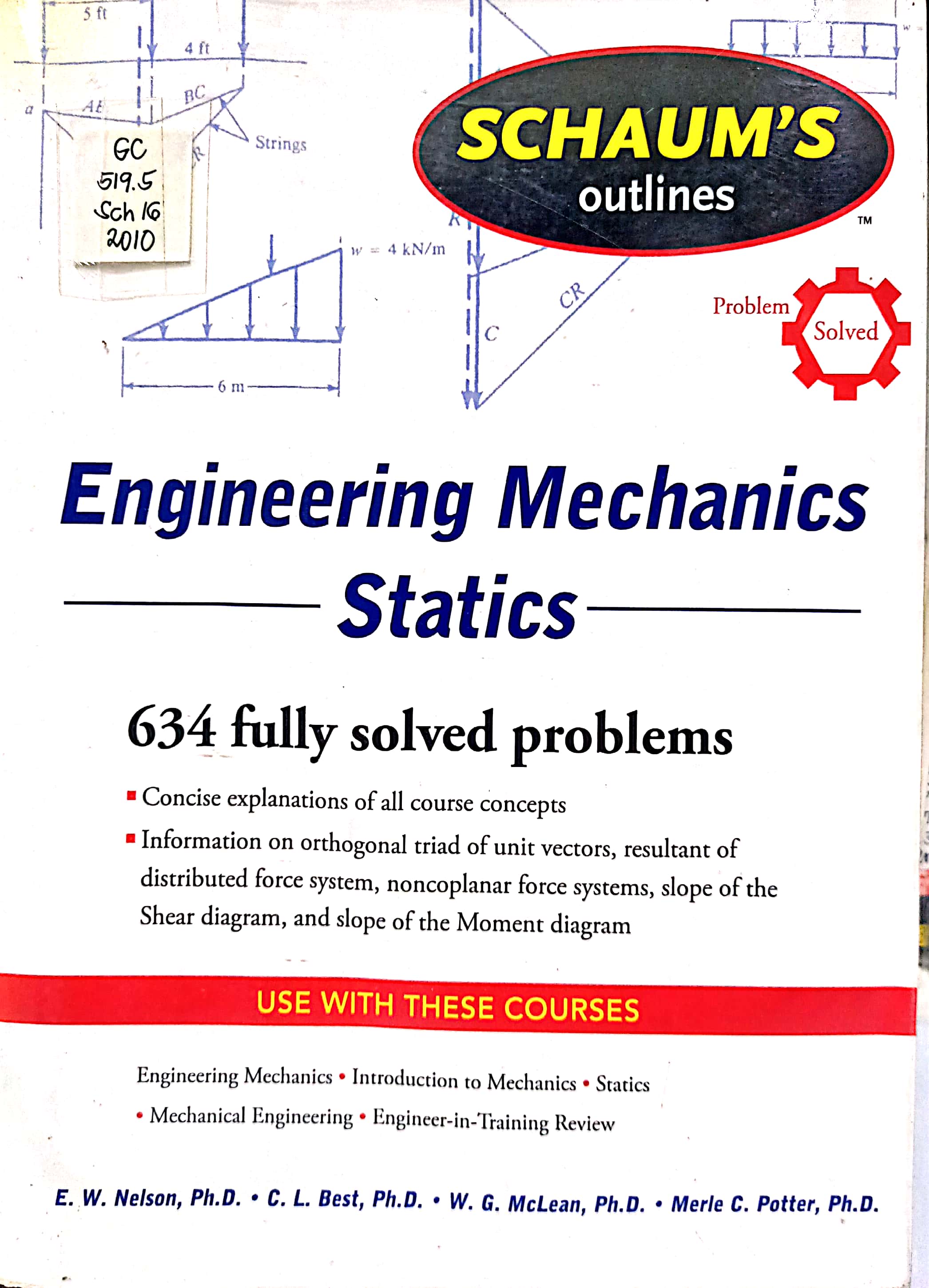 Book cover: Schaum's outlines : engineering mechanics statics