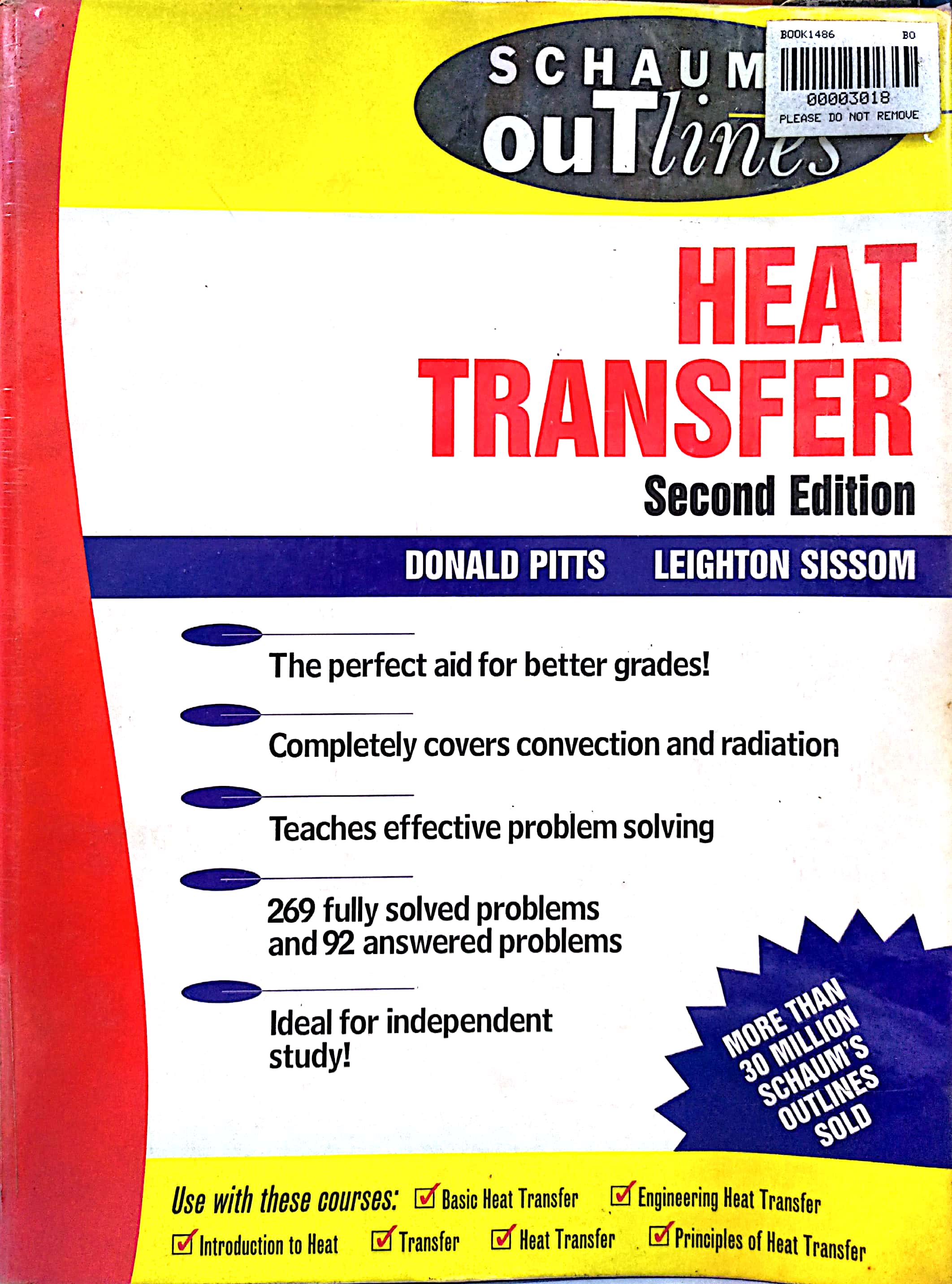 Book cover: Schaum's outline of theory and problems of heat transfer.