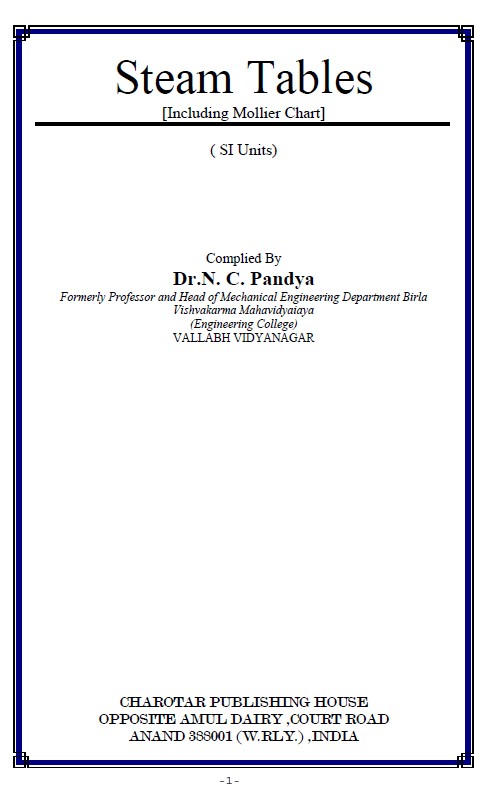 Book cover: Steam tables: [including mollier chart], (SI units).