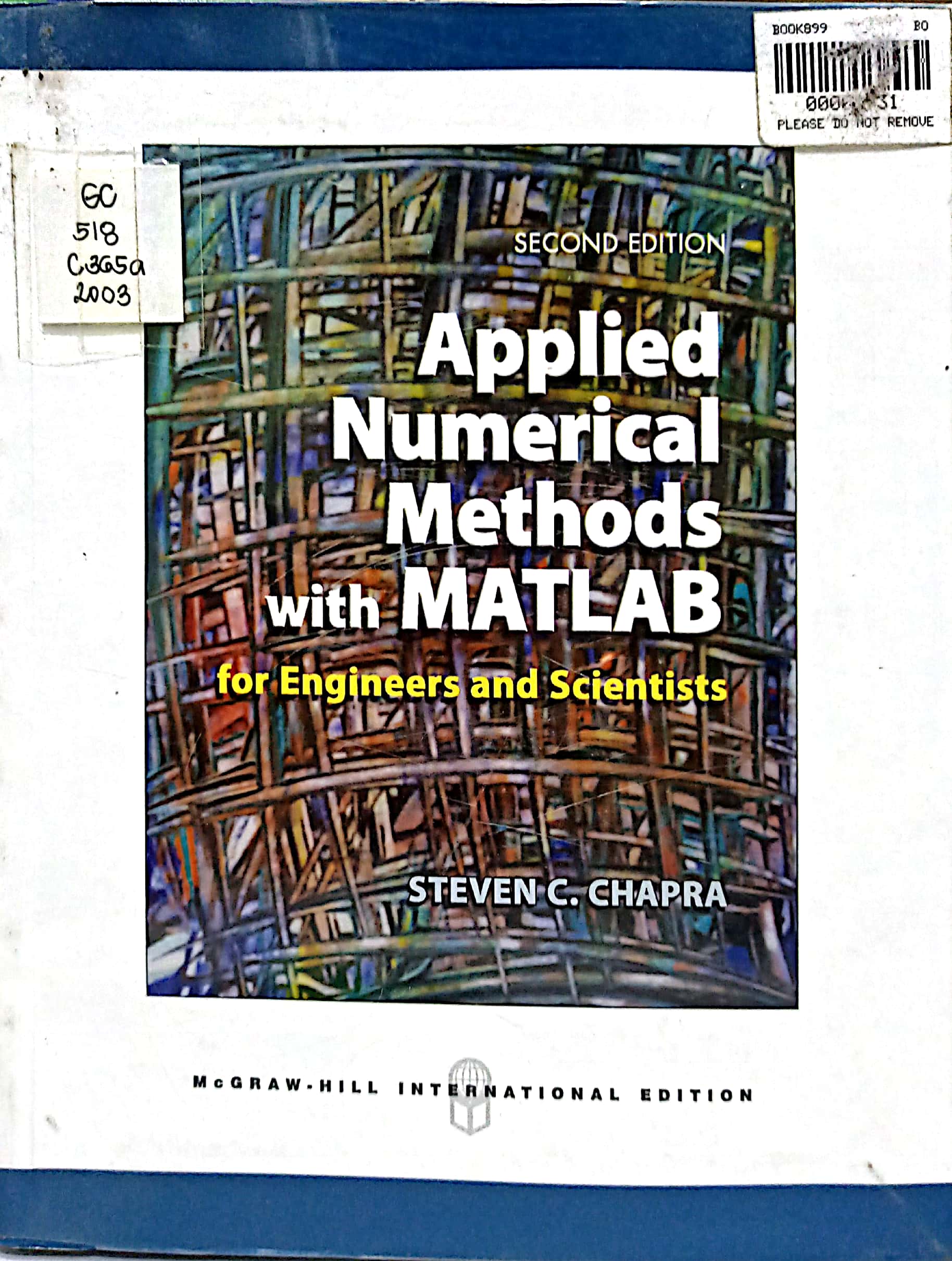 Book cover: Applied numerical methods : with matlab for engineers and scientists