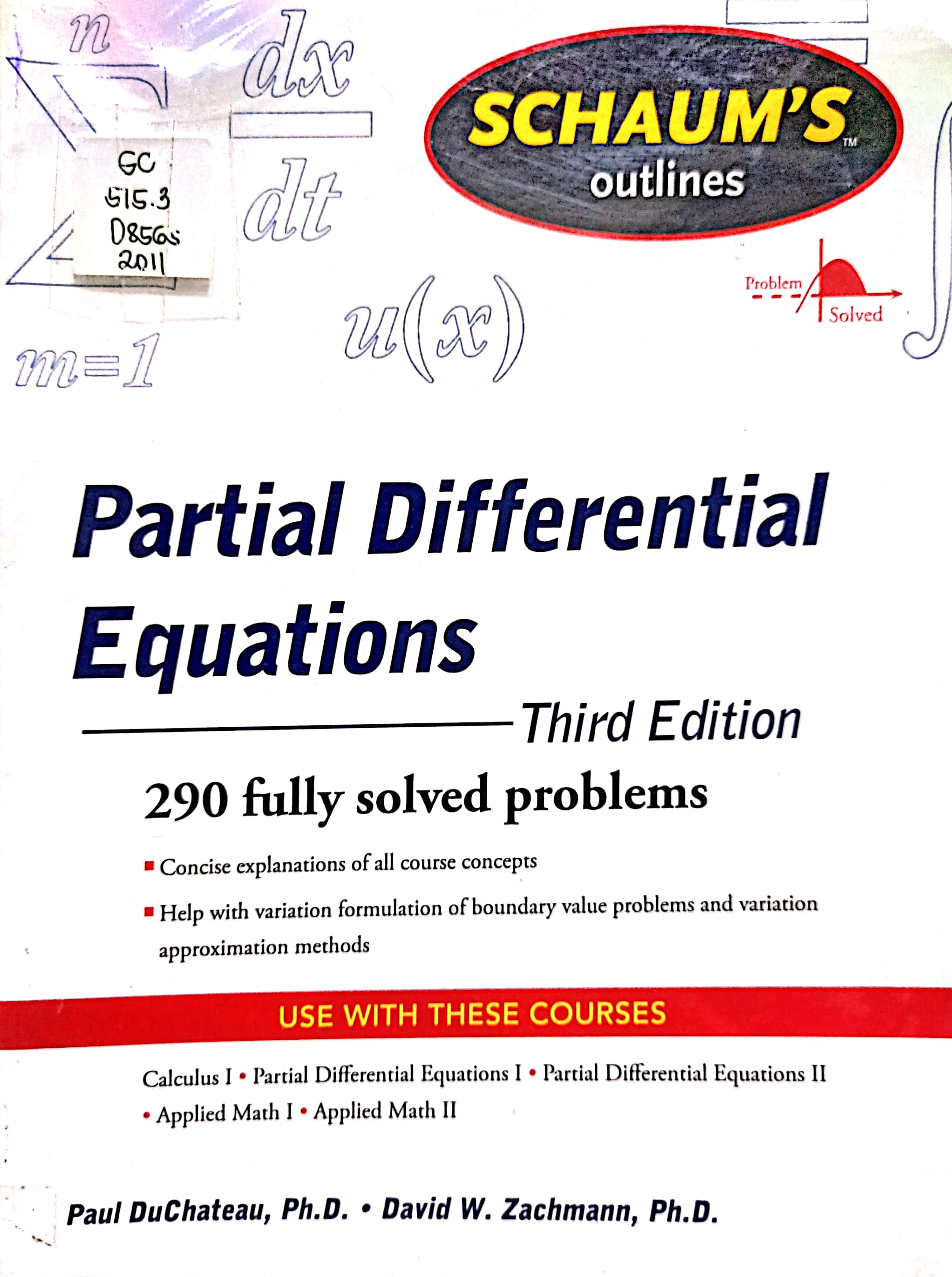 Book cover: Schaum's outlines of partial differential equations