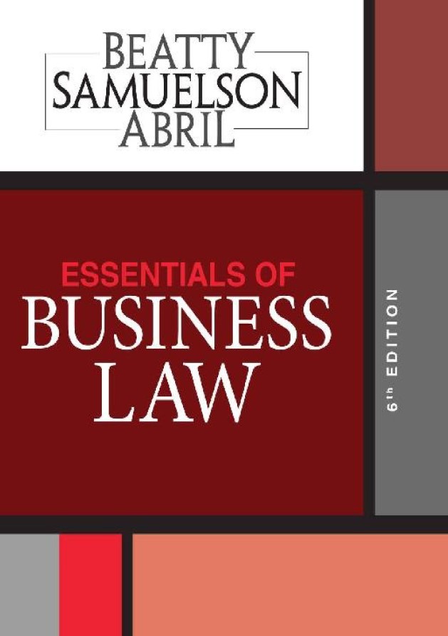 Book cover: Essentials of business law.