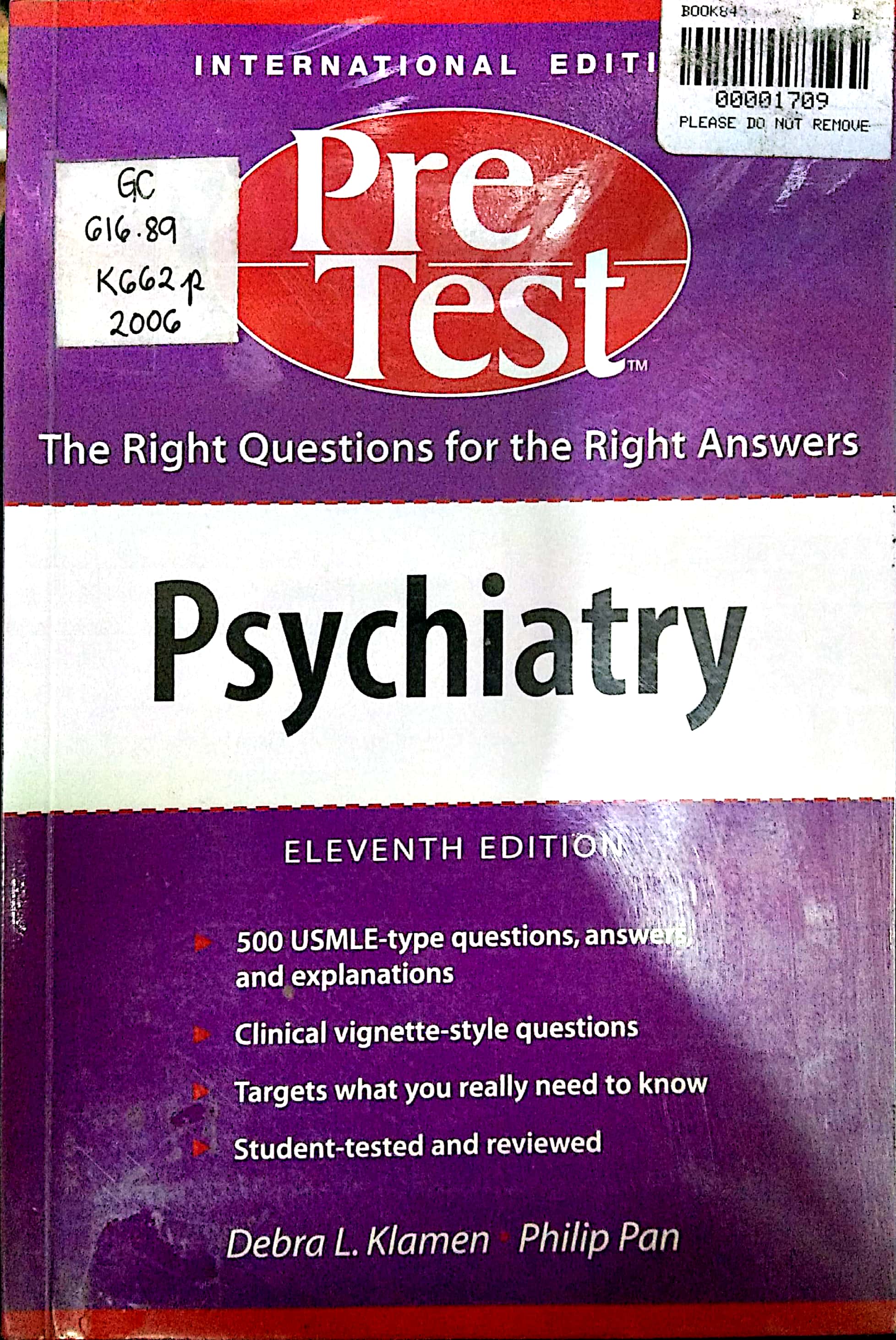 Book cover: Psychiatry: per-test self assestment and review