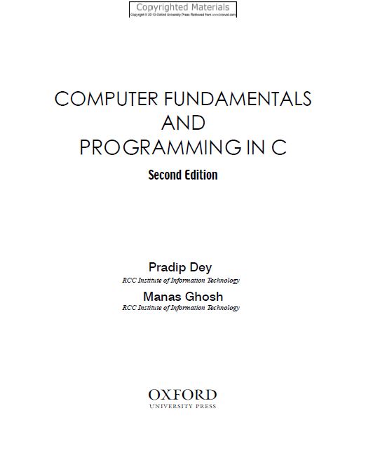 Book cover: Computer fundamentals and programming in C
