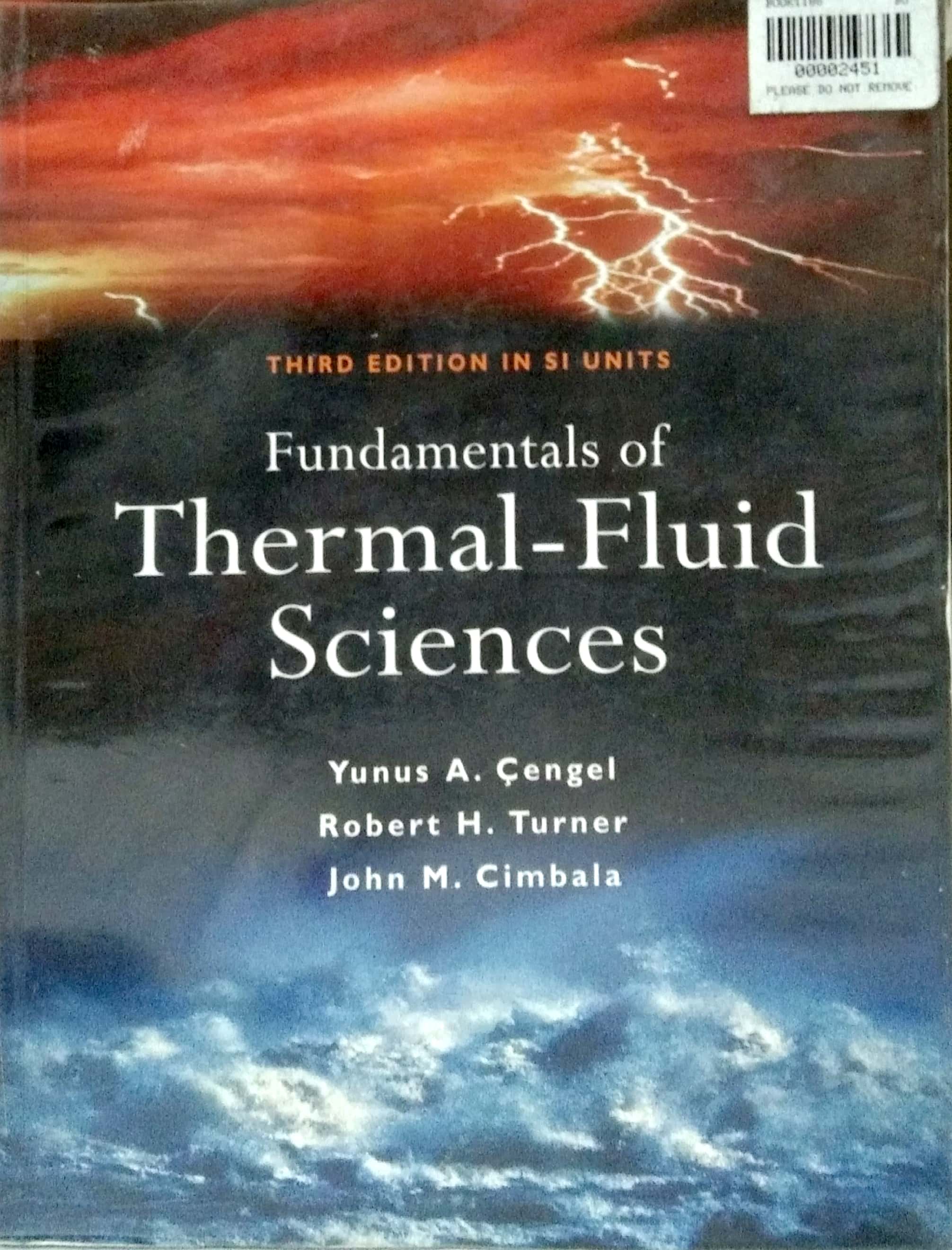 Book cover: Fundamentals of thermal fluid sciences