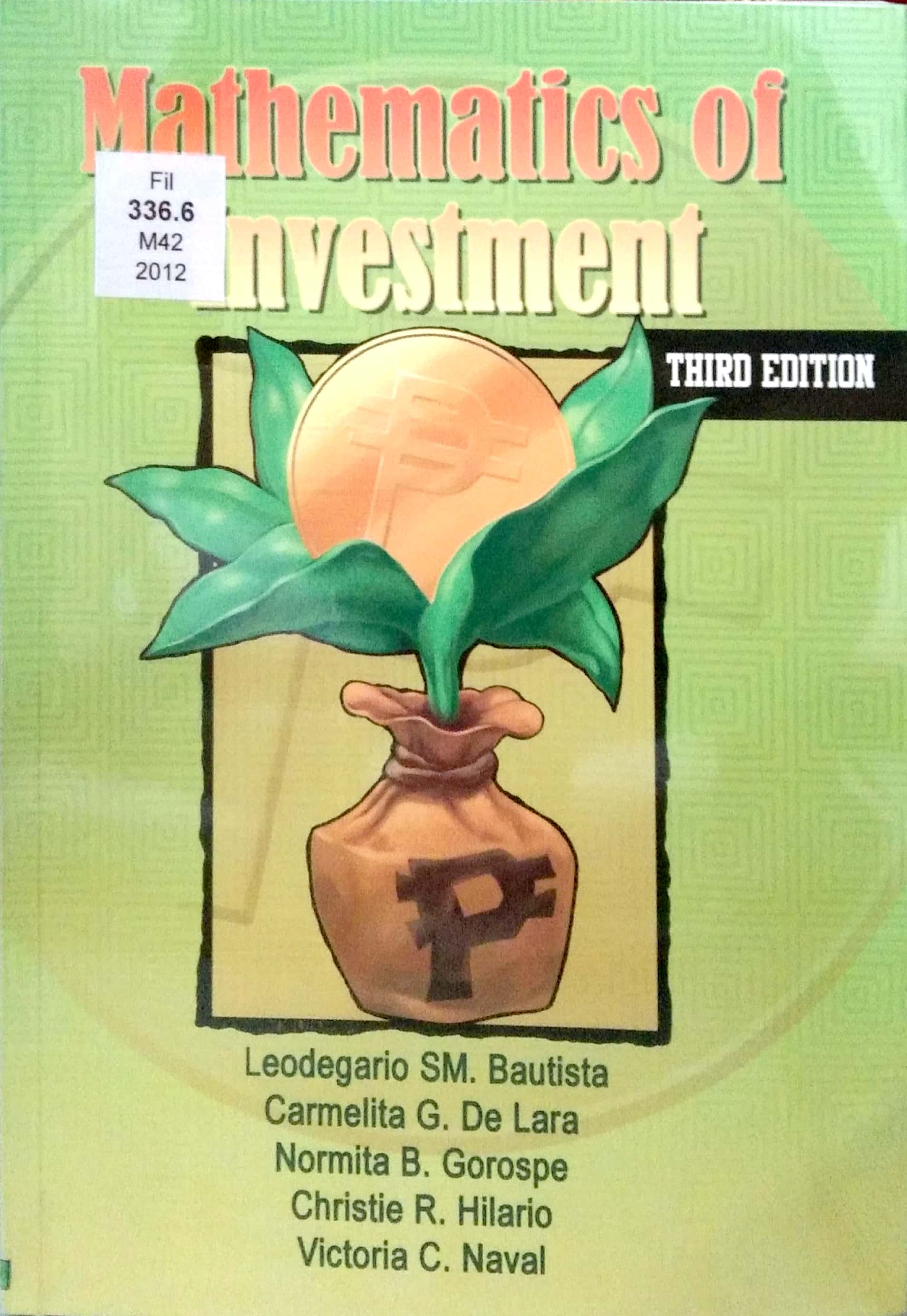 Book cover: Mathematics of investment.