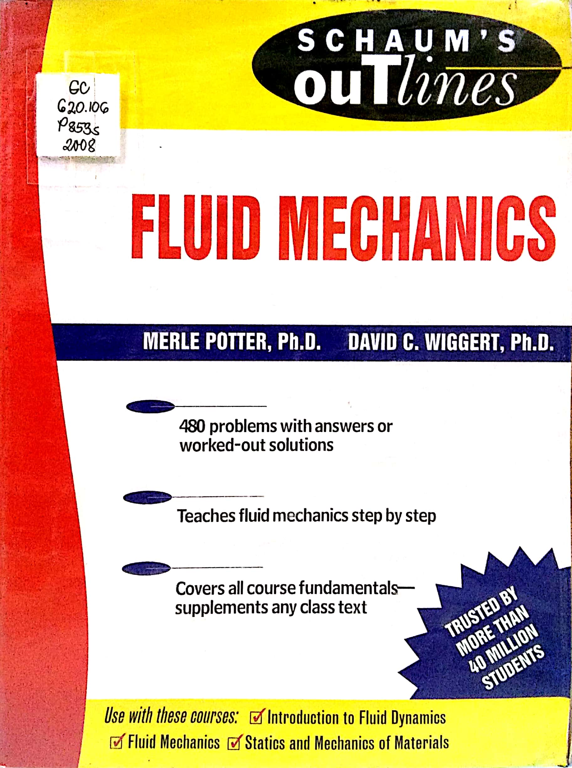 Book cover: Schaum's outline of fluid mechanics.