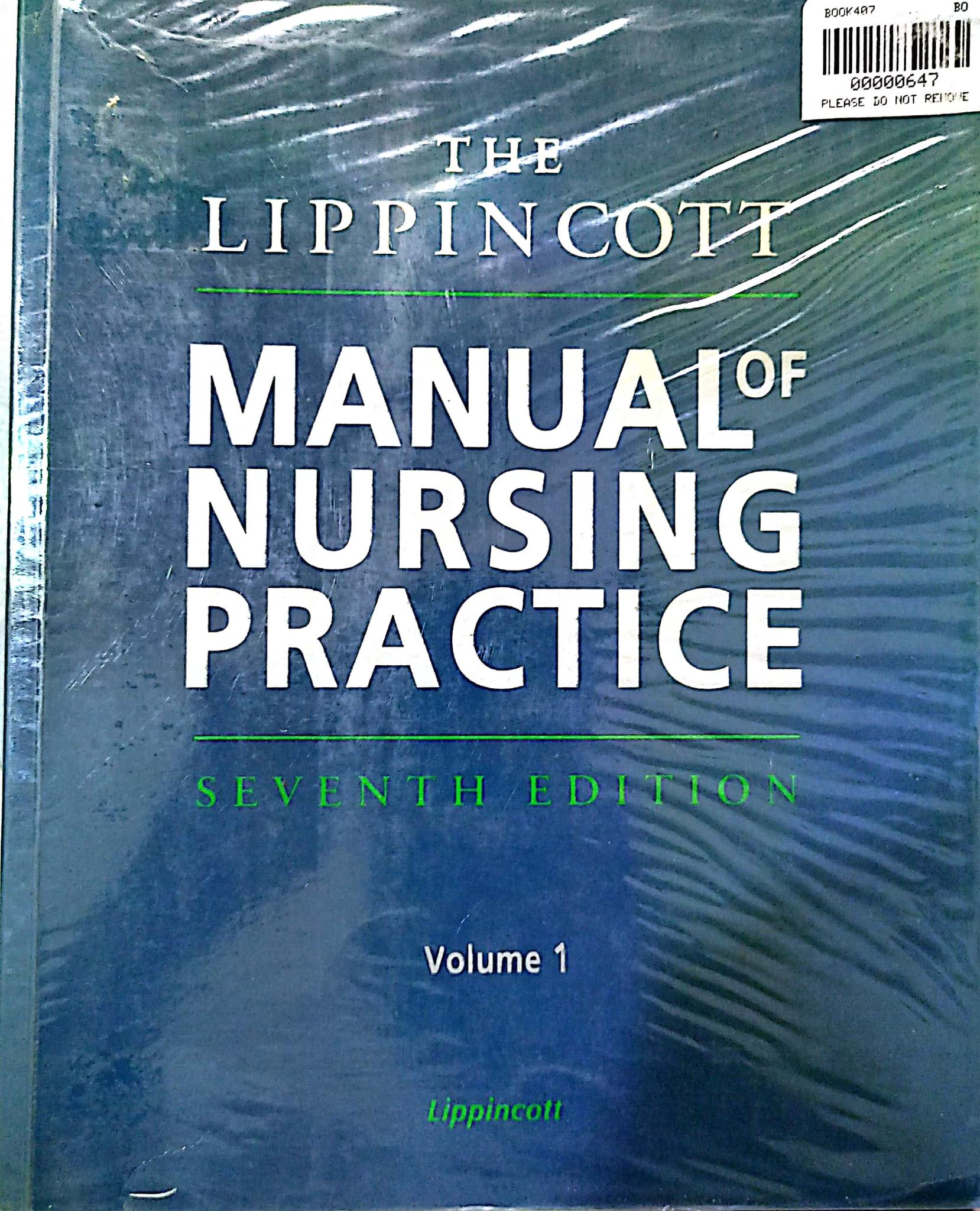 Book cover: The Lippincott : manual of nursing practice