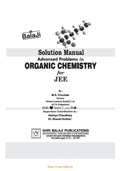 Book cover: Solution manual: advances problems in organic chemistry forJEE