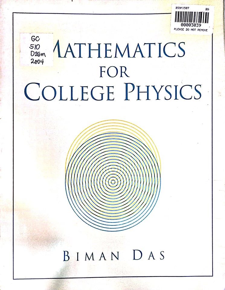 Book cover: Mathematics for college physics