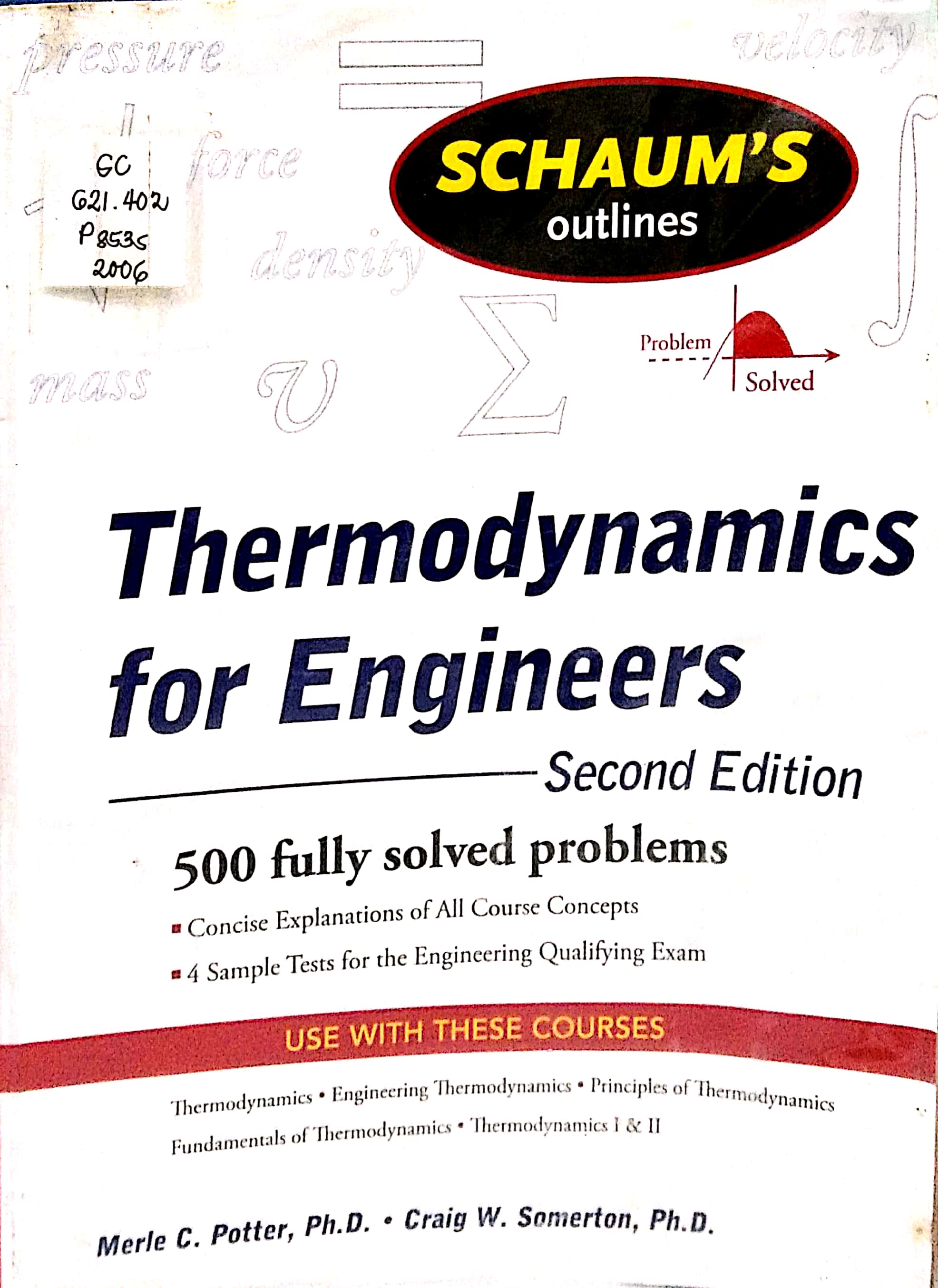 Book cover: Thermodynamics for engineering