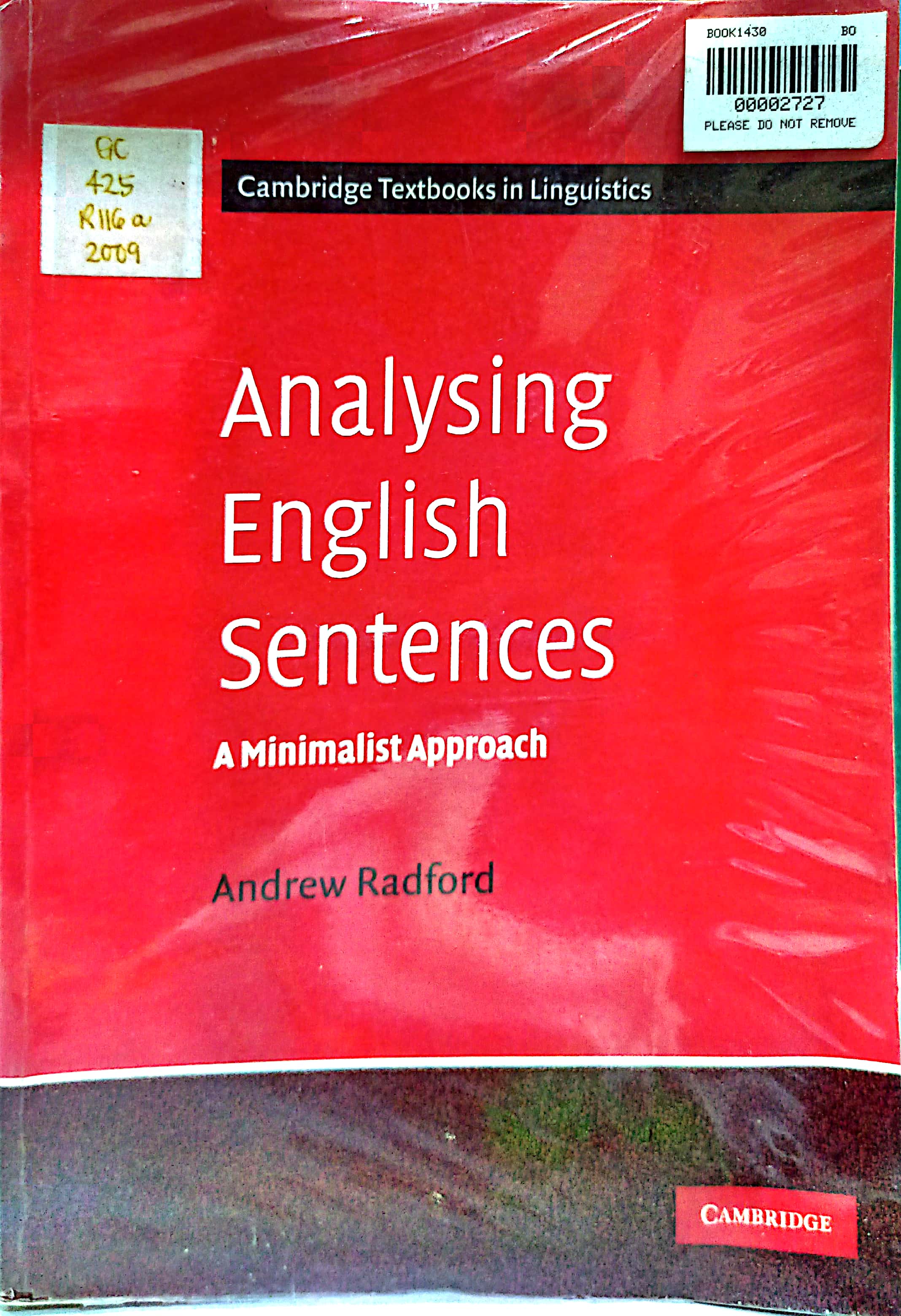 Book cover: Analyzing english sentences : a minimalist approach