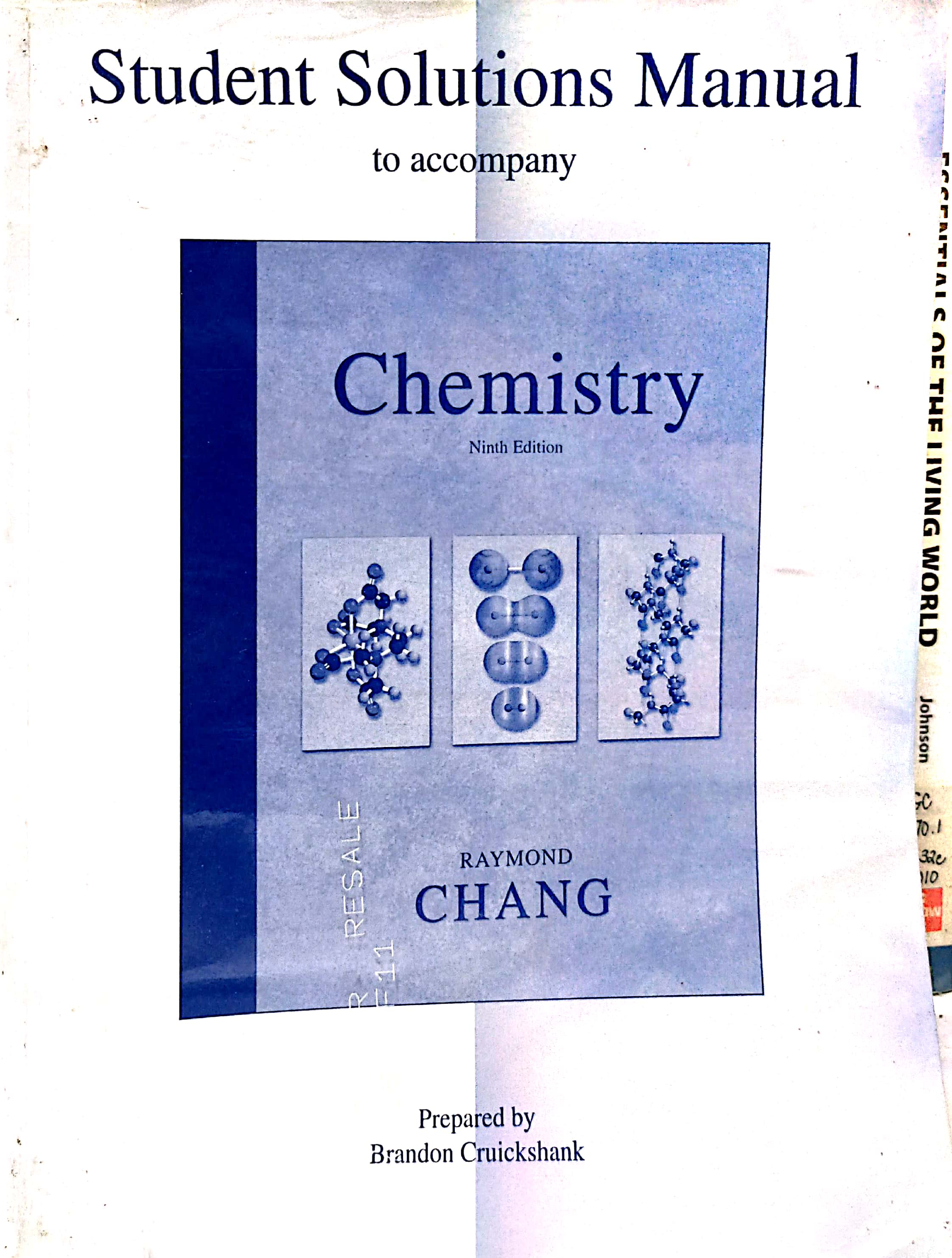 Book cover: Student solutions manual to accompany chemistry