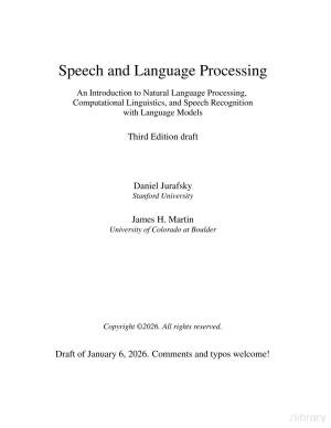 Book cover: Speech and language processing : an introduction to natural language processing, computational linguistics, and speech recognition with language models