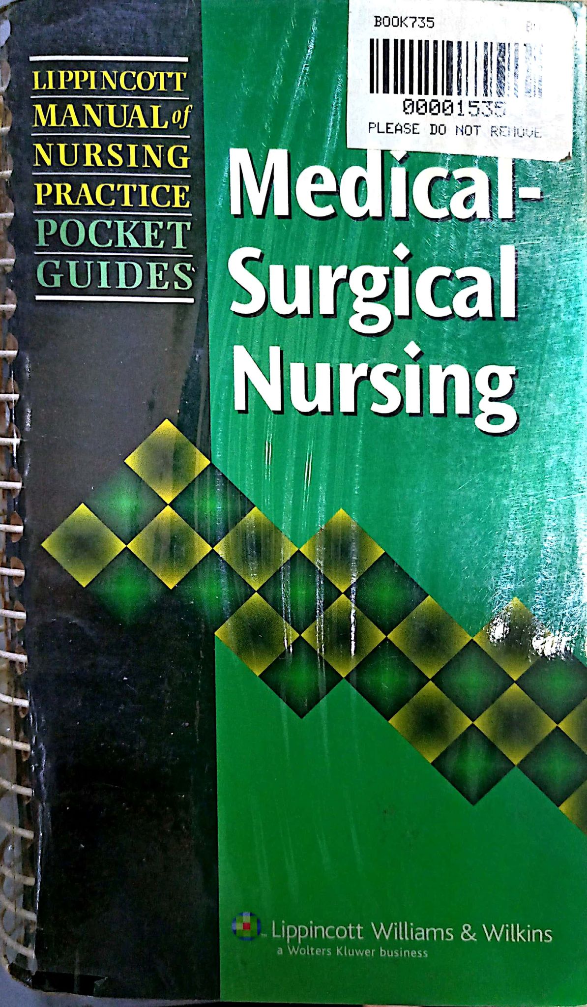Book cover: Lippincott manual of nursing practice pocket guides : medical-surgical nursing
